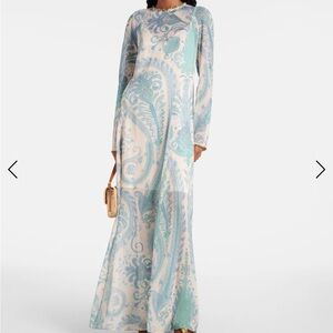 Zimmermann Blue and Cream Long Sleeve Dress